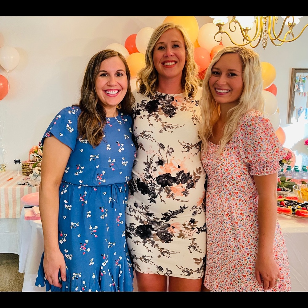 Pinkblush | White Floral Fitted Maternity Dress
